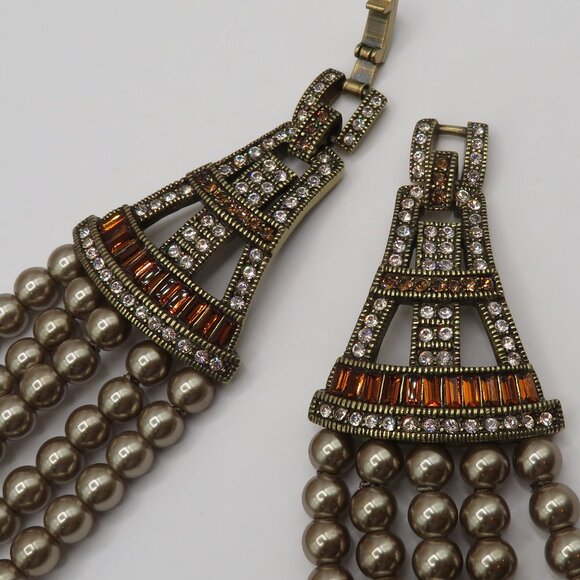 Heidi Daus Multi Strand Faux Pearl Swarovski Crystal Accent Necklace - Picture 4 of 8